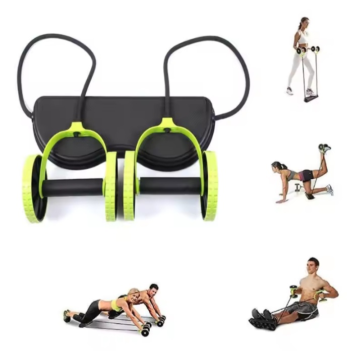 Revoflex Xtreme Abdominal Trainer Home Gym Machine Ab Wheel Roller Sport Bodybuilding Revoflex Xtreme Dobule Wheels AB Roller Pull Rope Abdominal Trainer Gym Equipment Abs Trainer. 