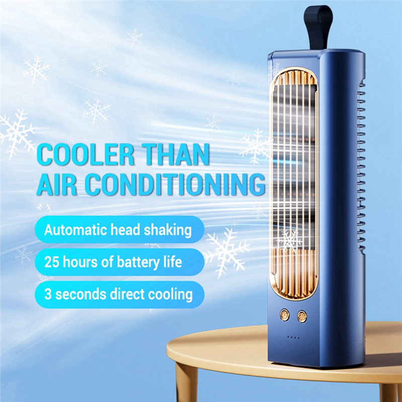 Household Tower Fan 90° Circulation Oscillating Quiet Cooling Air Conditioner Blue. 