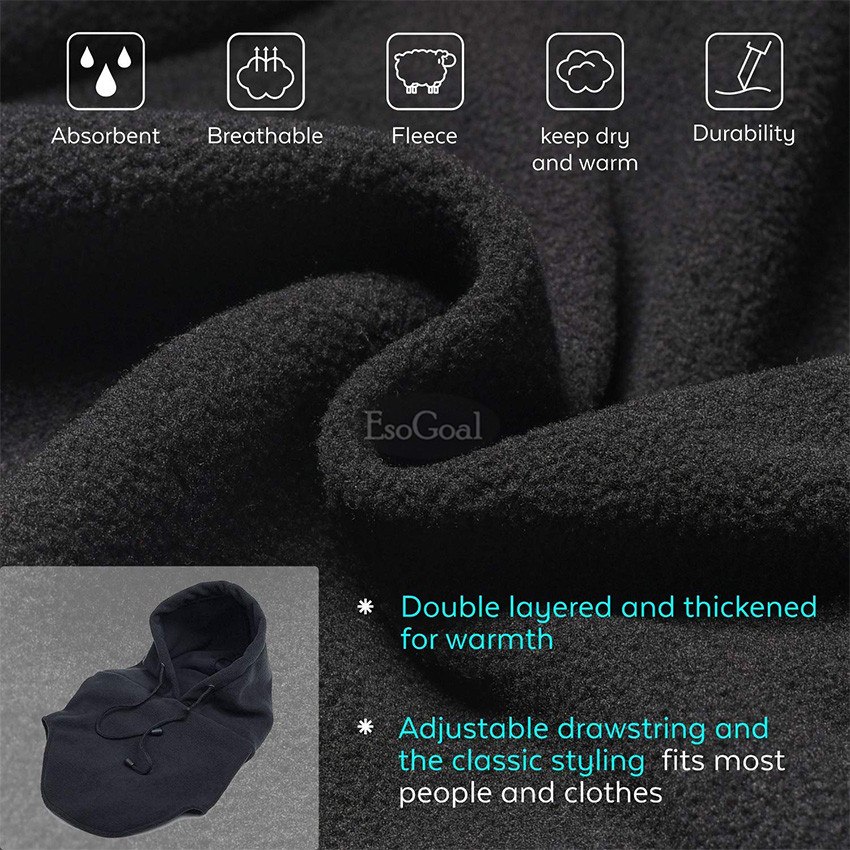 【Topnotch Store】EsoGoal Outdoor Balaclava Full Face Sports Mask (black) Sport Mask Wind-Resistant Full Face Mask Elastic Mask Neck Winter Warmer Tactical Mask for Skiing, Cycling Hiking as Christmas Gift Present. 