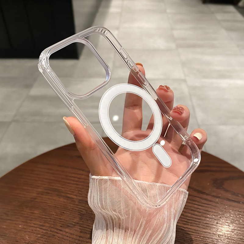 Clear For Magsafe Charge Case For Apple iPhone 16 15 14 13 12 11 Pro Max Plus Mini Magnetic Acrylic Transparent Cover. 