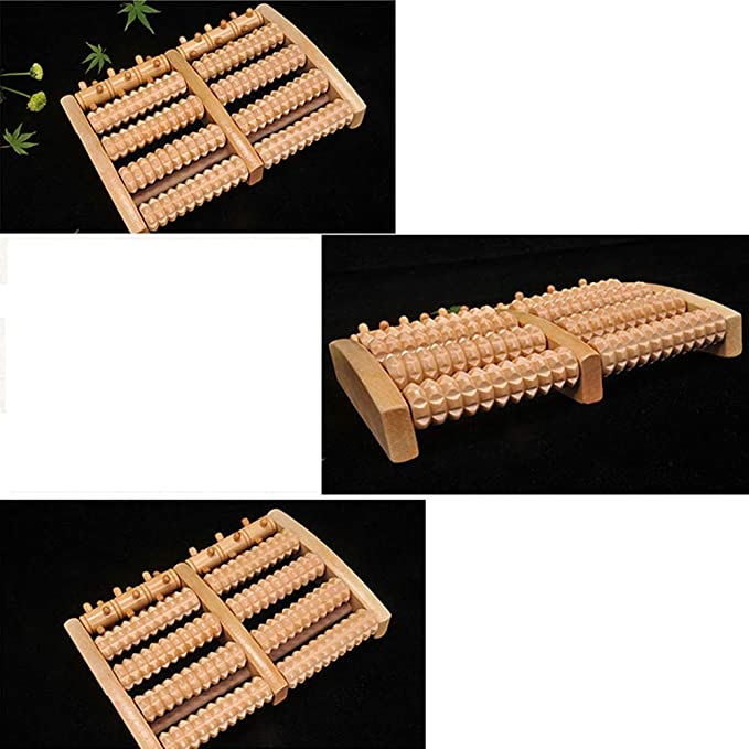 5 Row Wooden Roller Foot Massager (27cm x 18cm x 4cm)/ 5 Row Body Stress Relaxation and Health Care Tool/ Pain Relief/Finger Massager/Foot Massager/Wooden Acupressure Pointed Massager. 