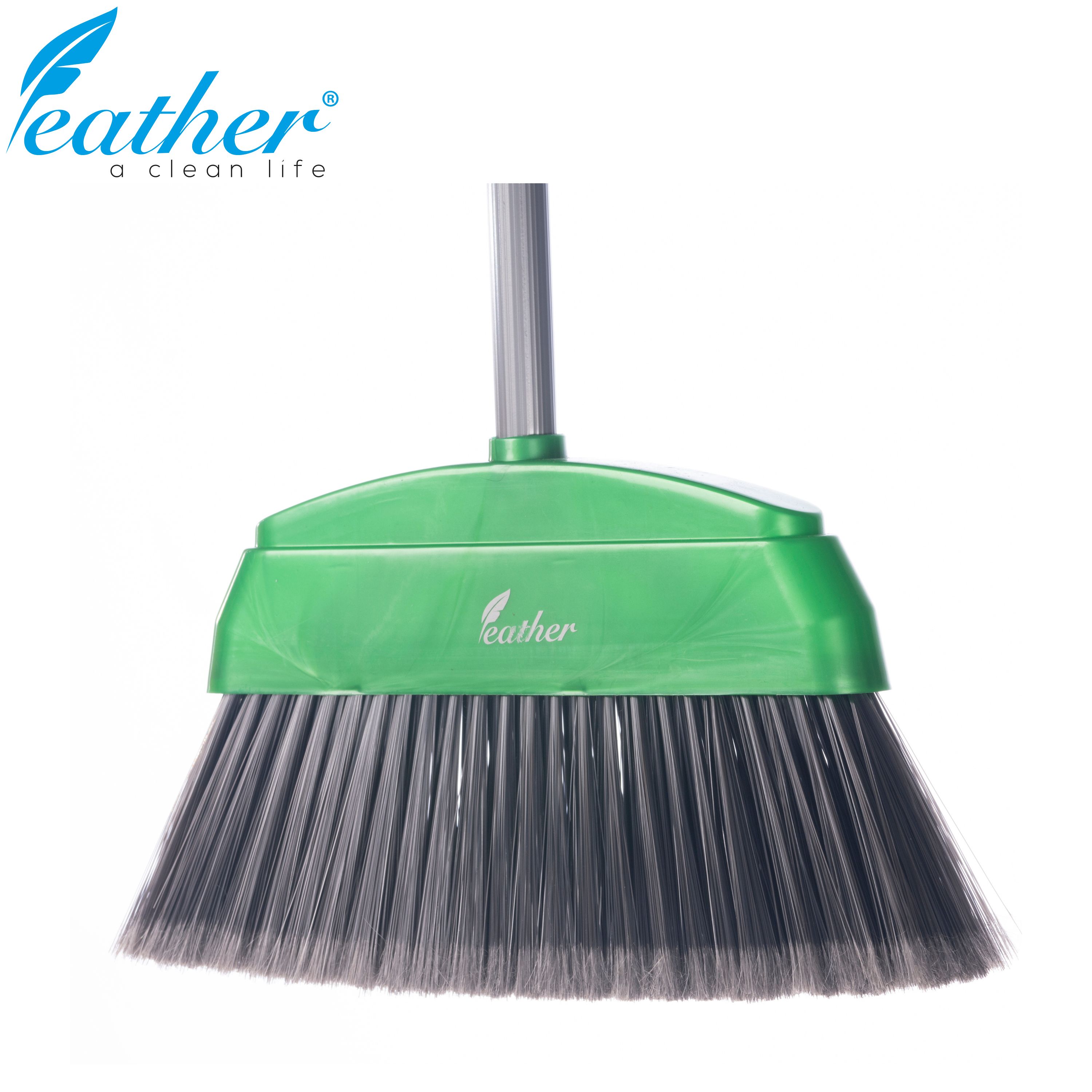 INDOOR BROOM MONARA WITH 120CM PLASTIC COATED METAL HANDLE - FEATHER BRAND. 