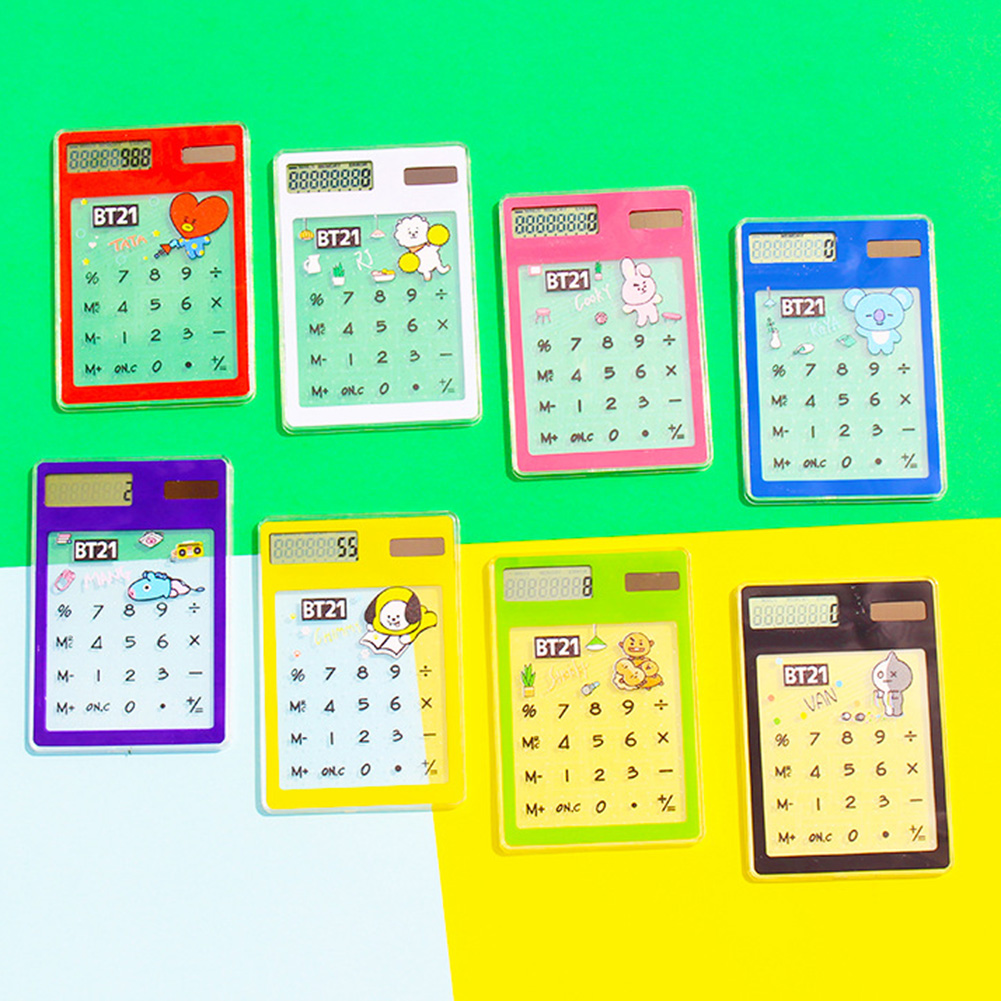 【World Supermarket 2021】BTS Mini Transparent Solar Calculator Cartoon Supply Tool. 