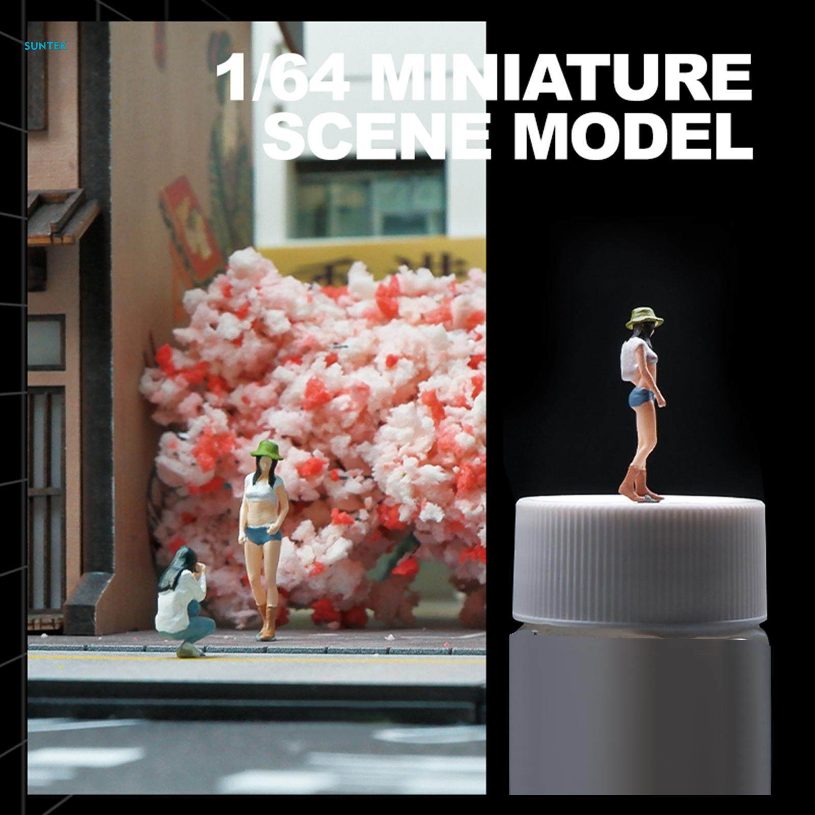 1/64 Summer Beach Girl Figures Sand Table Ornament Collectibles Hand Painted People Figurines for Diorama Miniature Scene Photography Props Layout. 