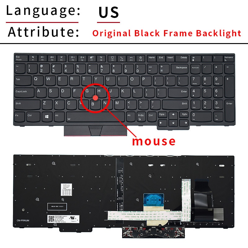 US Russian Backlight Keyboard For Lenovo Thinkpad E580 E585 T590 E590 E595 L580 L590 P52 P53 P72 P73 01YP560 01YP640 Notebook. 