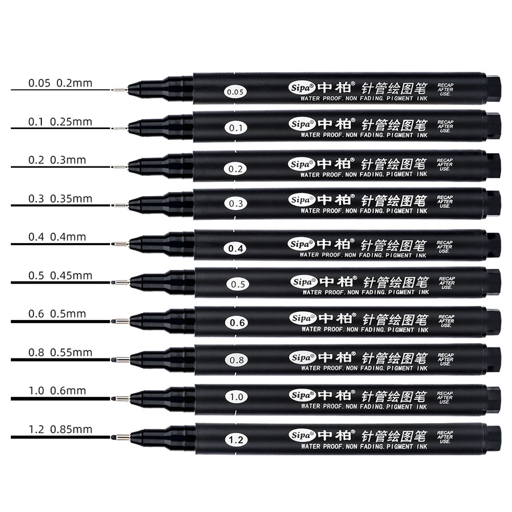 Sipa 8Pcs Black Thin Liner Pens Mini Liner Fineliner Drawing Pens for Artist Illustration Technical Drawing Office Documents. 