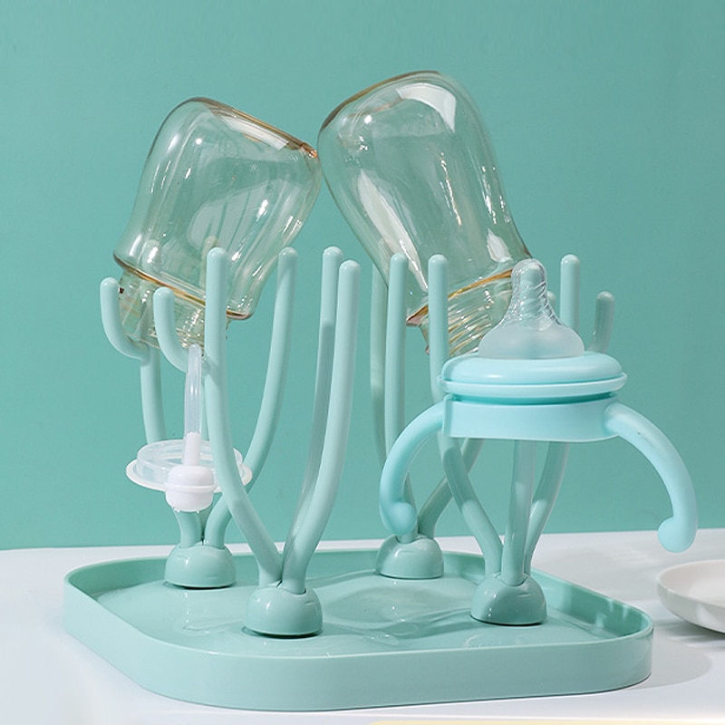 New Bottle Dry Rack Baby Bottle Drain Drying Racks Blue Pink Baby Bottle Cleaning Dryer Drainer Storage Drying Rack. 