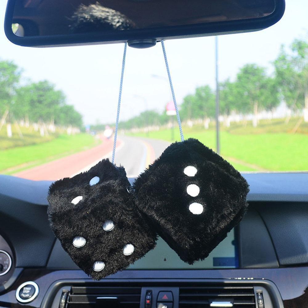 Spotty Car Dice Ornament Stylish Soft Decorative Rearview Mirror Dice Fluffy Furry Fluffy Dice for Car Accessory Vehicle Decoration Mirror Charm Gift Item Home Decor. 