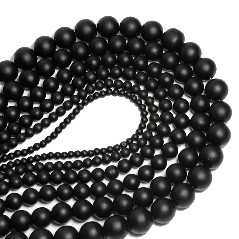 Matte Black Beads Loose Glass Stone Beads -Dull Polish Beads -for Men Women Bracelet Jewelry Making 4/6/8/10mm. 
