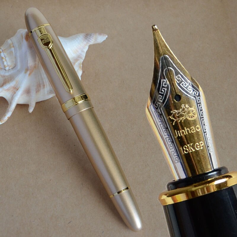 【Alizeker Mall】 CHAMPAGNE AND GOLDEN MEDIUM BROAD FOUNTAIN PEN GREEN ORANGE WHITE BLACK COLORS