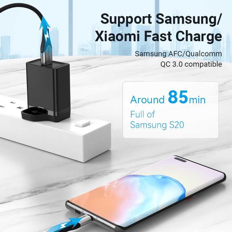Vention USB Charger Fast Charging Quick 18W Fast Charge QC 3.0 USB Android Fast Charger for Huawei, Redmi Note 10 Pro, Xiaomi Poco X3 NFC, SAMSUNG S20, Realme 6 Pro Wall Charger. 