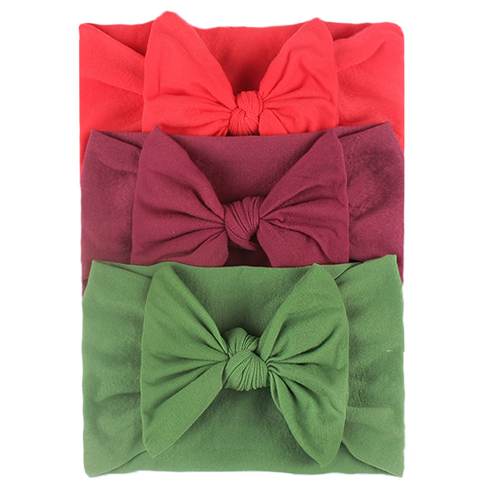 3Pcs Newborn Baby Headband Soft Bows Elastic Headbands Hair Band For Girls Solid Color Toddler Kids Turban Baby Hair Accessories. 