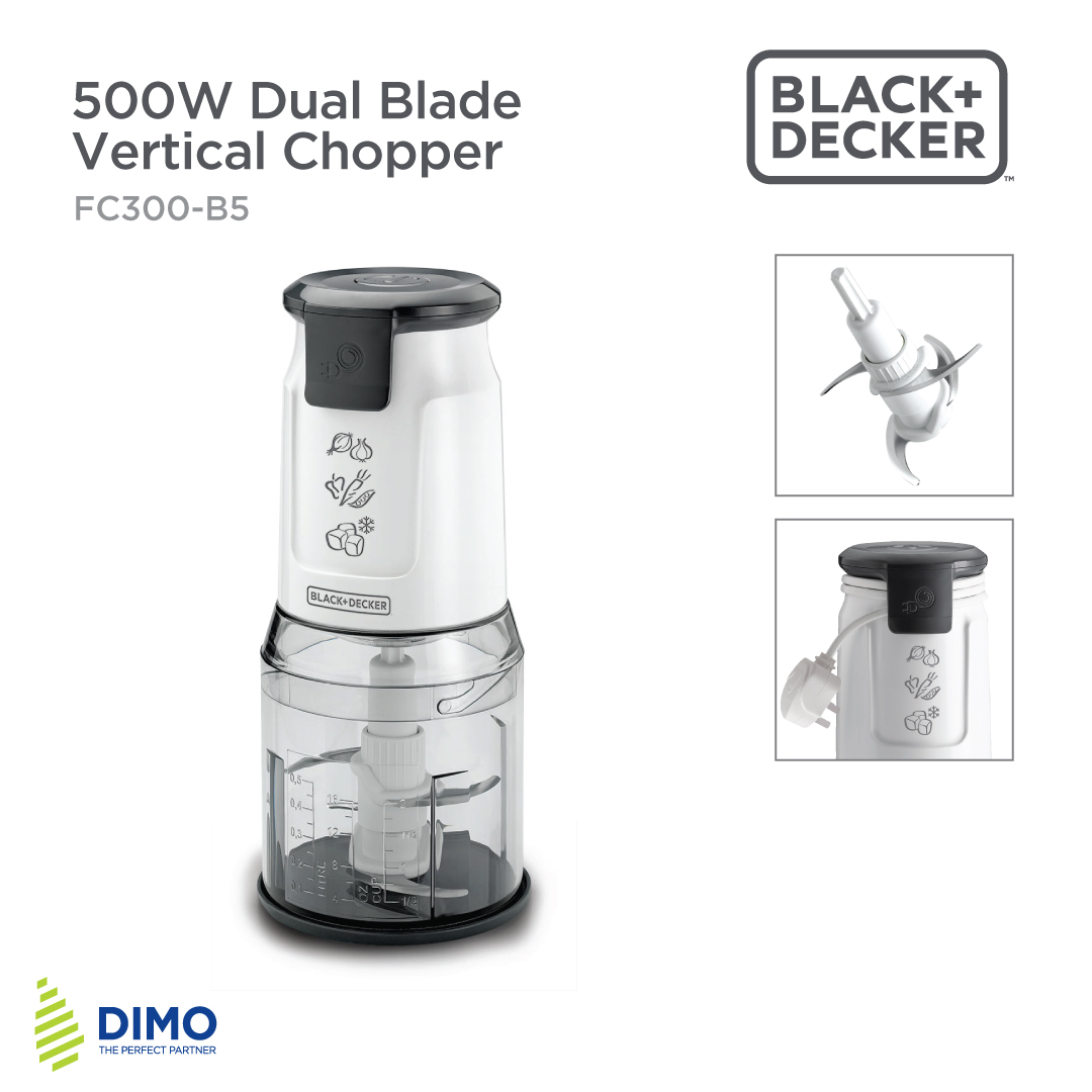 Black and Decker Vertical Chopper - Dual Blade 500W FC300-B5. 