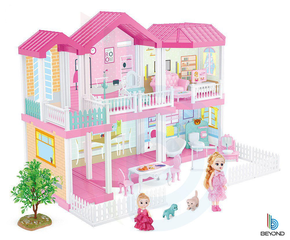 Doll House DIY Big Dollhouse Two floors house Toys Fashion Creative Design Clothes Toys for Girls Boys Birthday Gift Baby Toys Educational doll house for kids. 