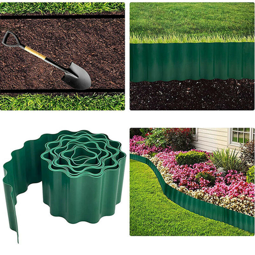 （New）9m Garden Platic Green Lawn Edge Edging Border Fence Gra PP Wall Roll Path. 