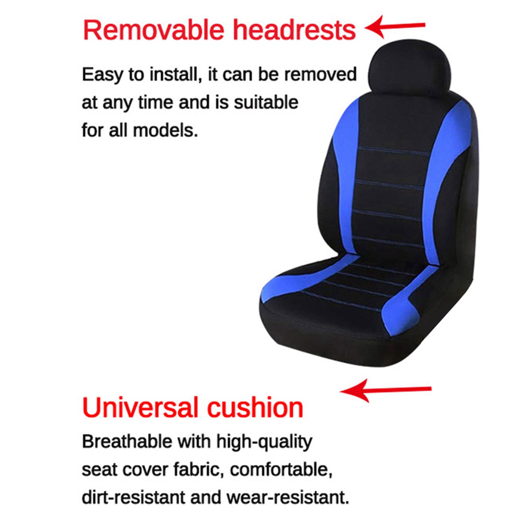 Front Car Seat Covers Front Ready Sport Bucket Seat Cover, 4-Piece Set Automobiles Seat Covers (Black + Red). 