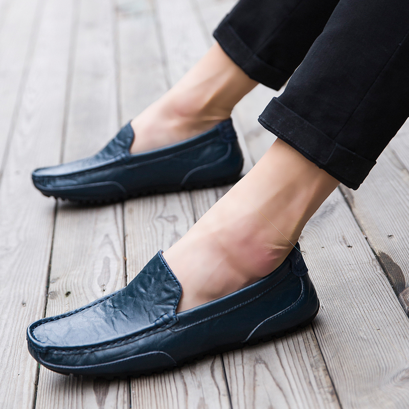 【ALLGOOD】Men's Leather Casual Shoes Outdoor Fashion Men Loafers Spring Autumn Cow Leather Loafers Soft Comfortable Male Business shoes. 