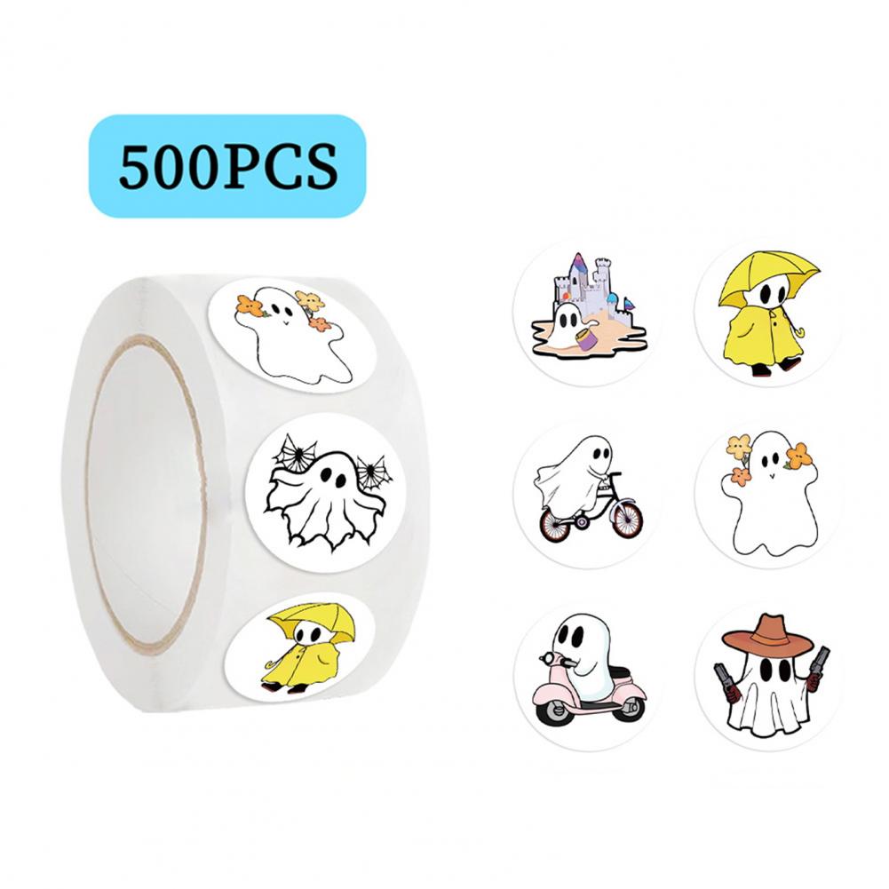 Waterproof Pvc Stickers 500 Sheets Halloween Stickers with Diverse Cartoon Ghost Patterns for Envelopes Bags Treats for Home. 