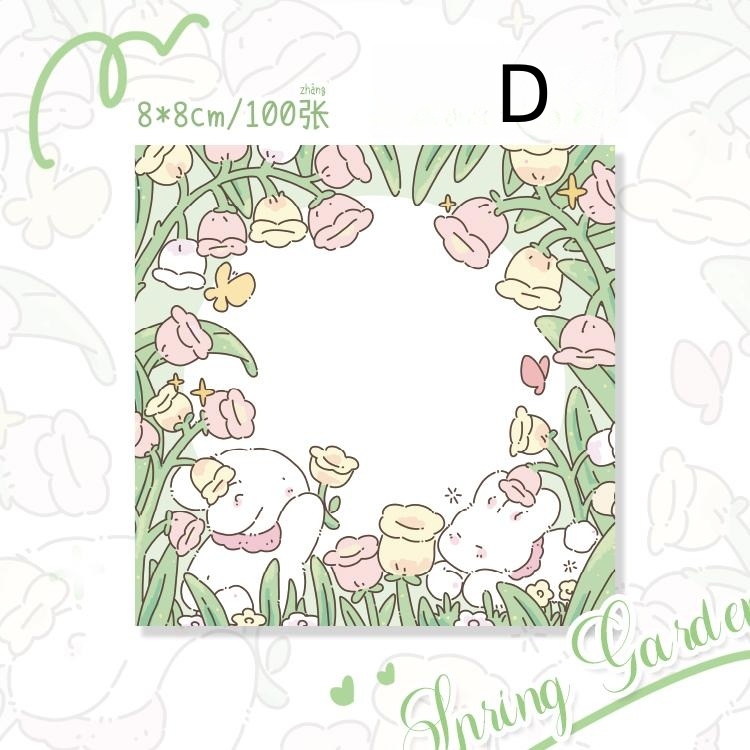 100 Square Notes, Spring Garden Series, Fresh And Artistic Flowers ...