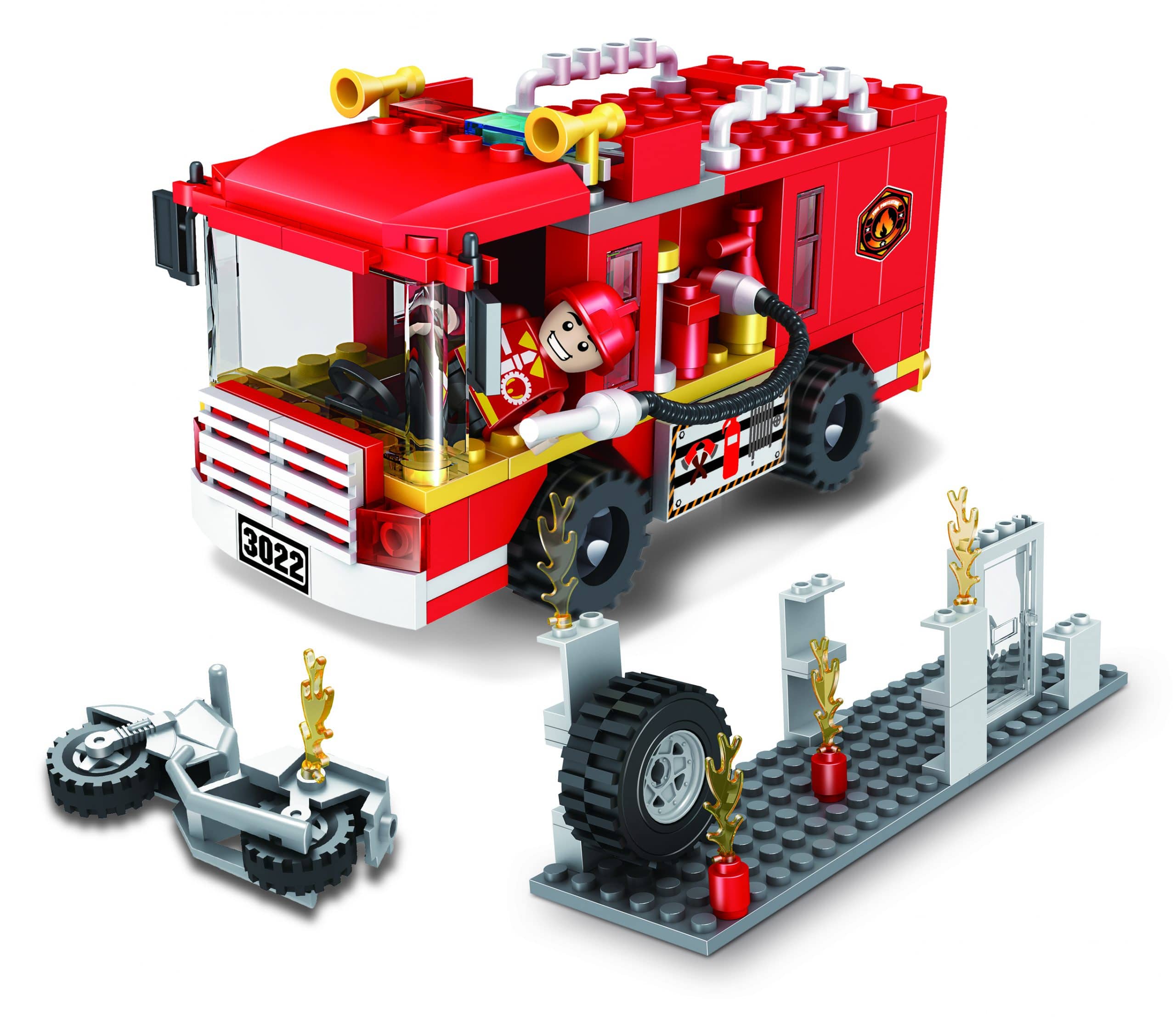 Cogo Fire Building Blocks Set - 184 Pcs  Fire Truck & Firemen Legos Set for Children  6+ Ages. 