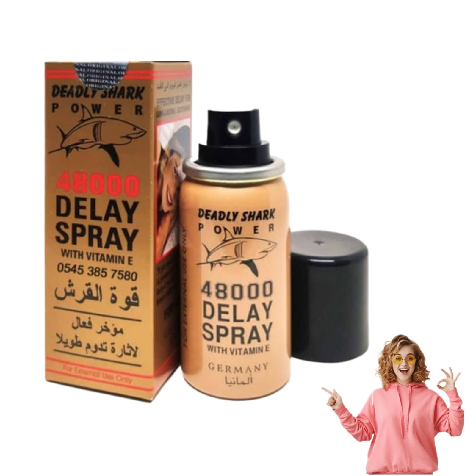 18+ Delay Spray Long Time Delayed Spray Deadly Shark 48000 Strong Men's Delay, Long Time Spray with Extra Vitamin E Advance Formula Made In Germany Viga Deadly Shark Power
