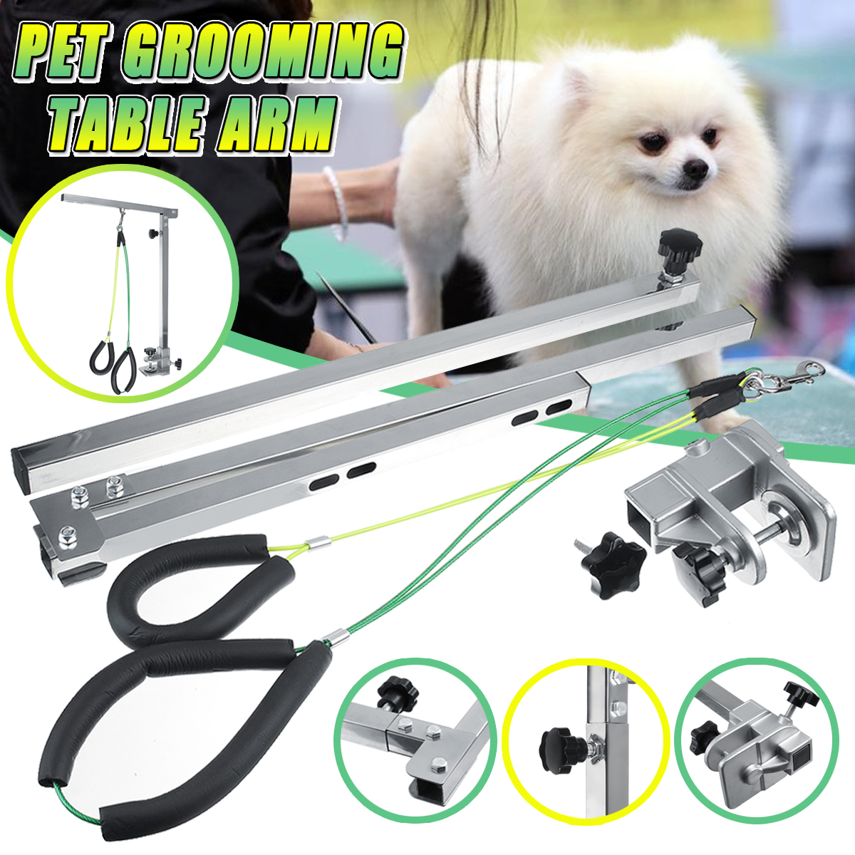 portable grooming table with arm