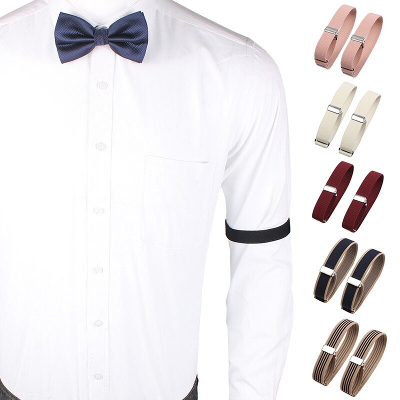 【Hannah Martin Official Store】Men Adjustable Arm Cuffs Bands for Wedding Clothing Accessories One Pair Elastic Armband Shirt Sleeve Holder. 