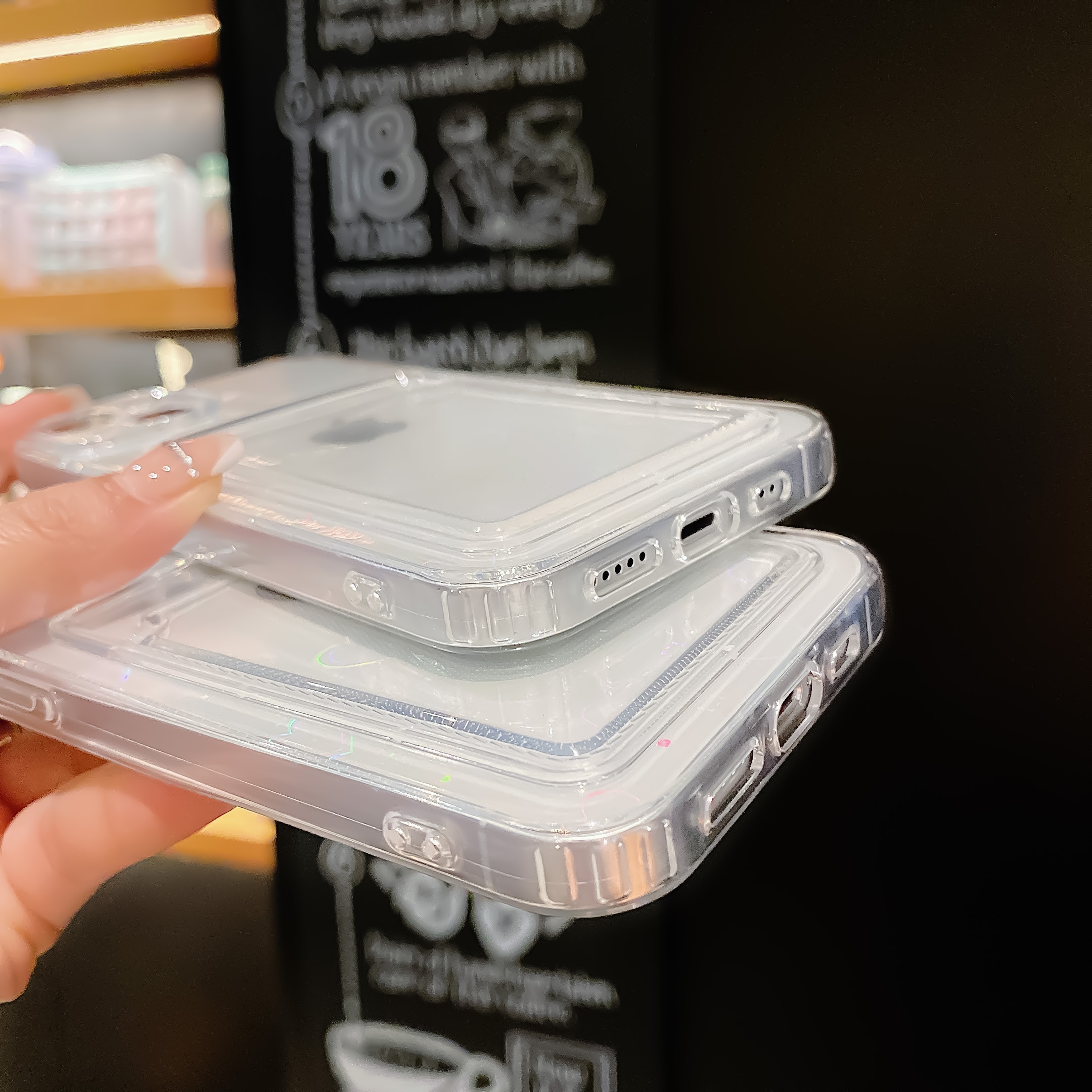 【ThinkWay】Holographic Heart Phone Case For iPhone 13 Pro Max 11 12 XR 6 7 8 Plus XS X SE   Clear Wallet Card Holder Storage Cover. 