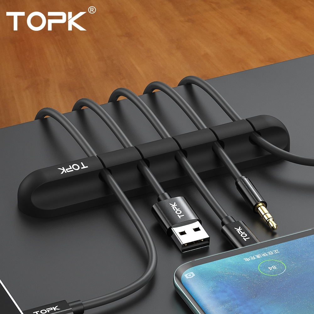 Cable Organizer Silicone USB Cable Winder Desktop Tidy Management Clips Cable Holder. 
