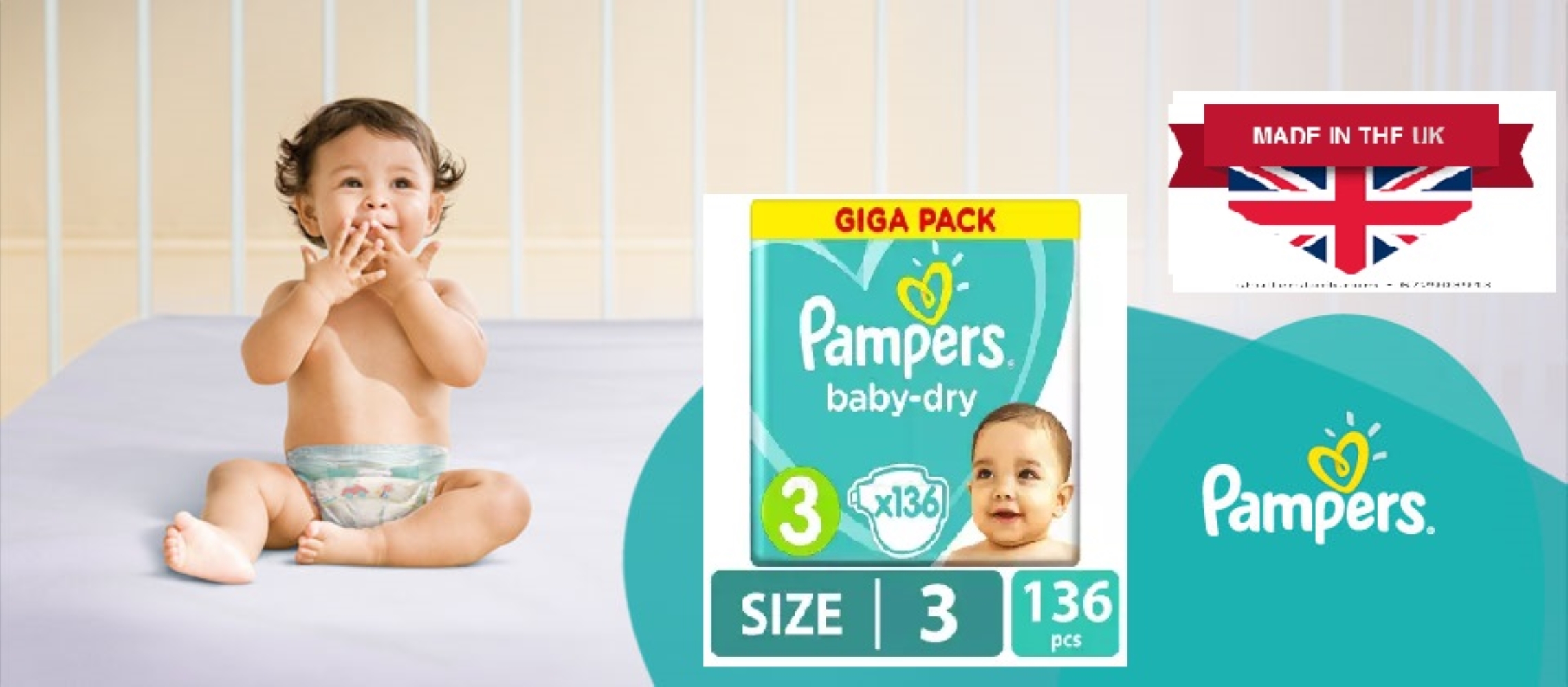 pampers baby dry size 3 giga pack 136