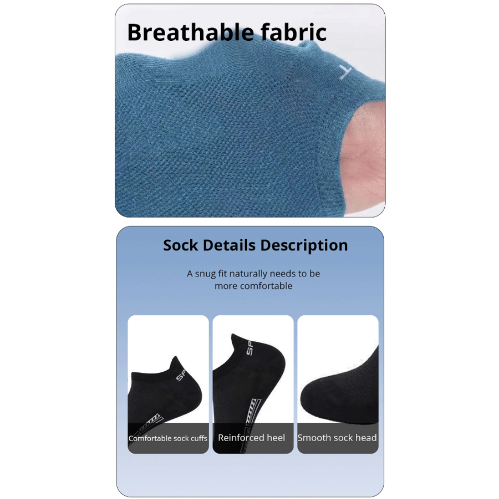 5 Pairs Men's Mesh Ventilated Socks - Lightweight and Refreshing for Active Lifestyles. 