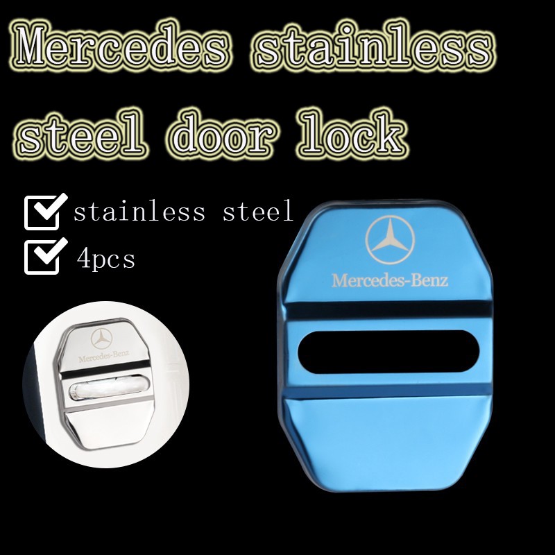 New 4pc BENZ door lock cover glc GLC 260 E-cla 200 300l car door lock protection cover AMG modification electroplated door lock cover. 