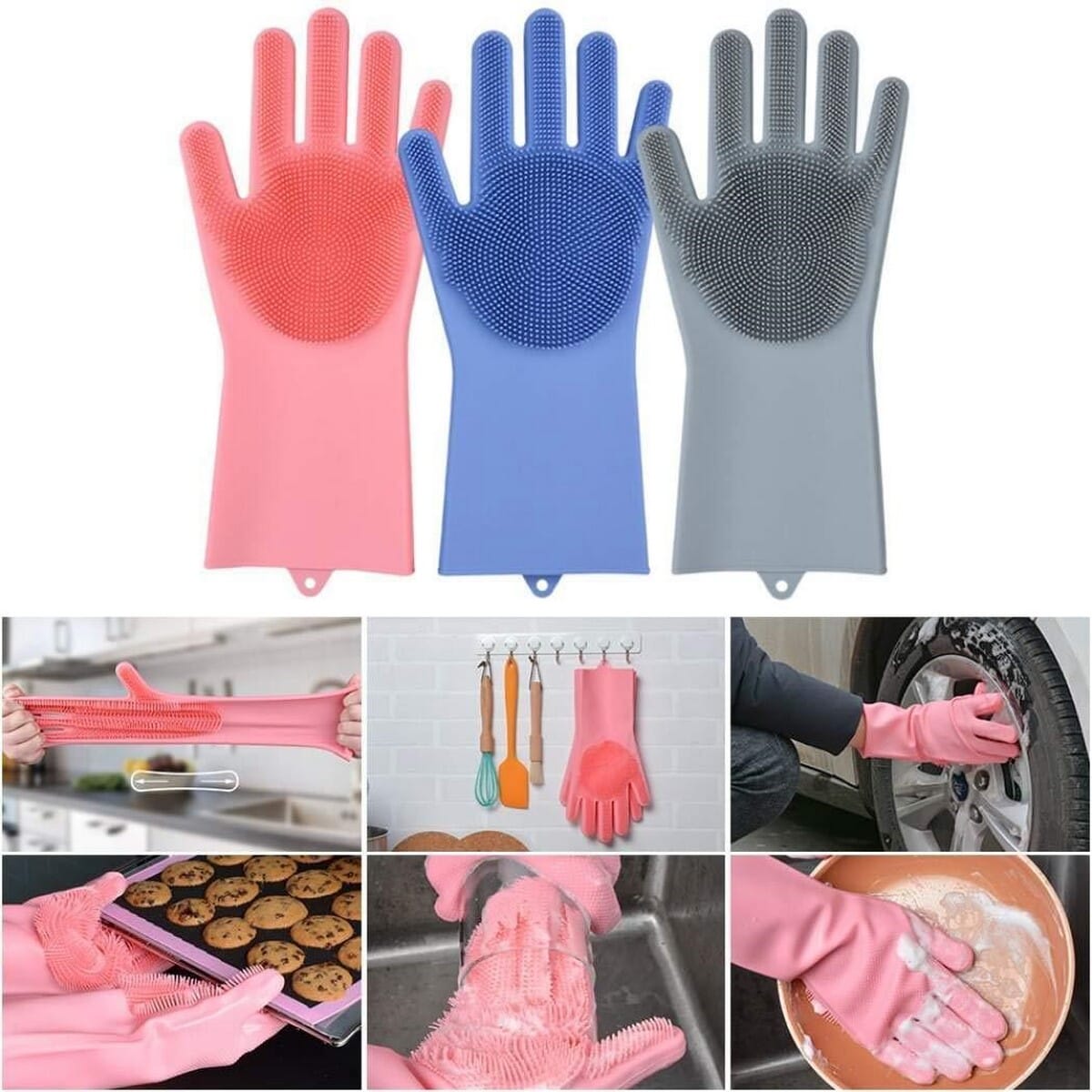 Sl Rubber Cleaning Gloves,nonslip Texture,easy To Clean,reusable