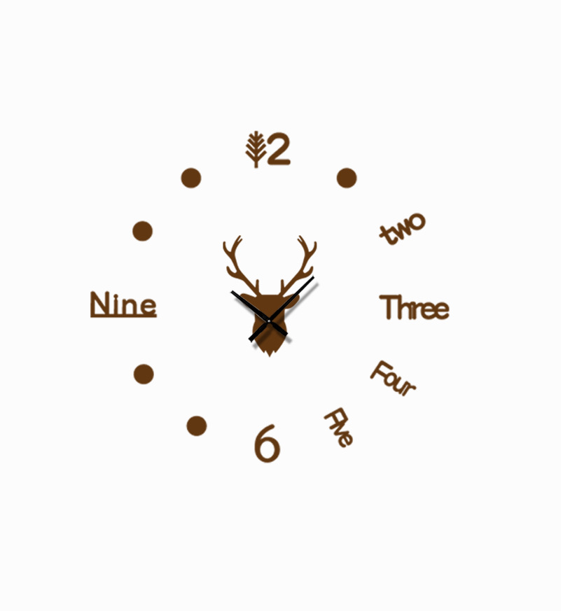 Large Acrylic 3D Wall Watch Clocks DIY Mirror Deer Head Stickers Art