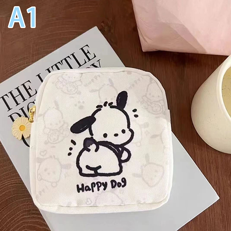 Cute Anime Figures Girls Sanitary Napkin Storage Bag Cartoon Pattern Mini Coin Purse Portable Cosmetic Bag For Small Items