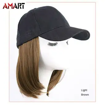 Baseball Hat With Short Hair Wigs Bob Hair Synthetic Hat For Women
