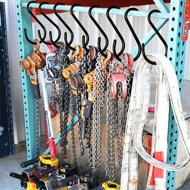12 Pack 6 Inch Large Heavy Duty S Hooks for Hanging, Non Slip Rubber Coated S Hooks,Steel Metal Hooks for Hanging. 
