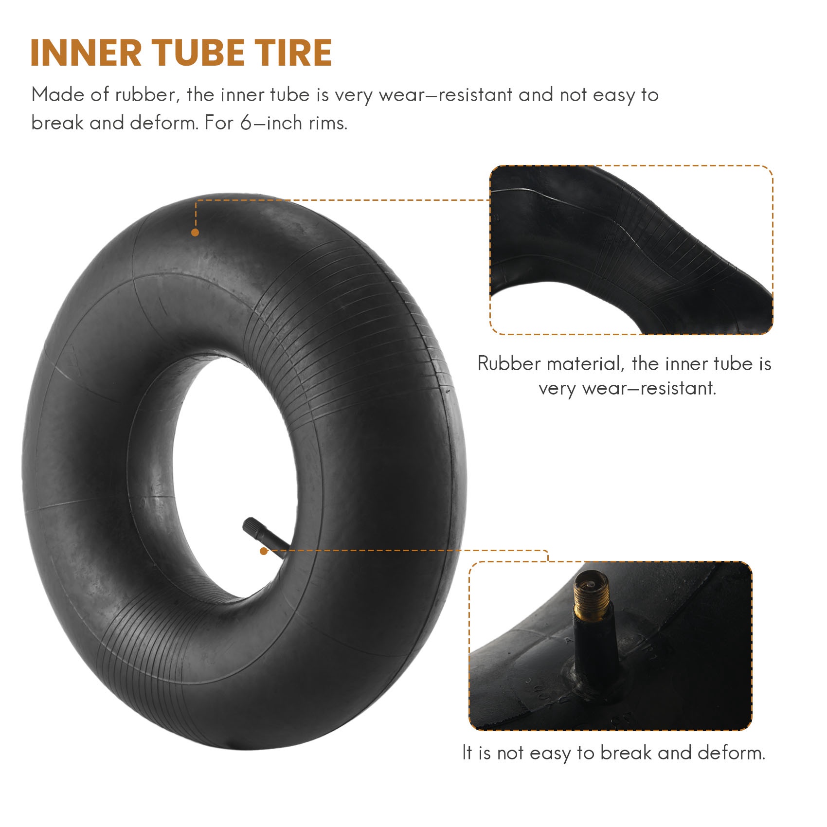 Set of Two Lawn Tire Inner Tube 15X6X6 TR13 Lawn Mower Tractor Tire. 