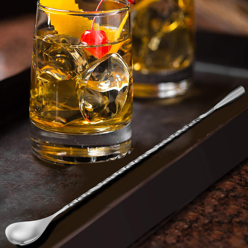 Stainless Steel Bartender Mixing Spoon Cocktail Stirrers, Spiral Pattern Bar Spoon Stirring Spoon With Long Handle. 