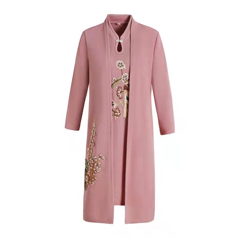 Mother-in-Law Wedding Clothes Mom Spring Clothes High-End Dress Female Summer Middle-Aged and Elderly Temperament Long Dress Western Style Two-Piece Suit. 