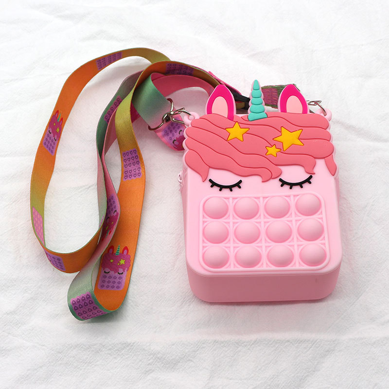Unicorn Pop It Bag for Kids Popit Wallet Princess Phone Shoulder Bags
