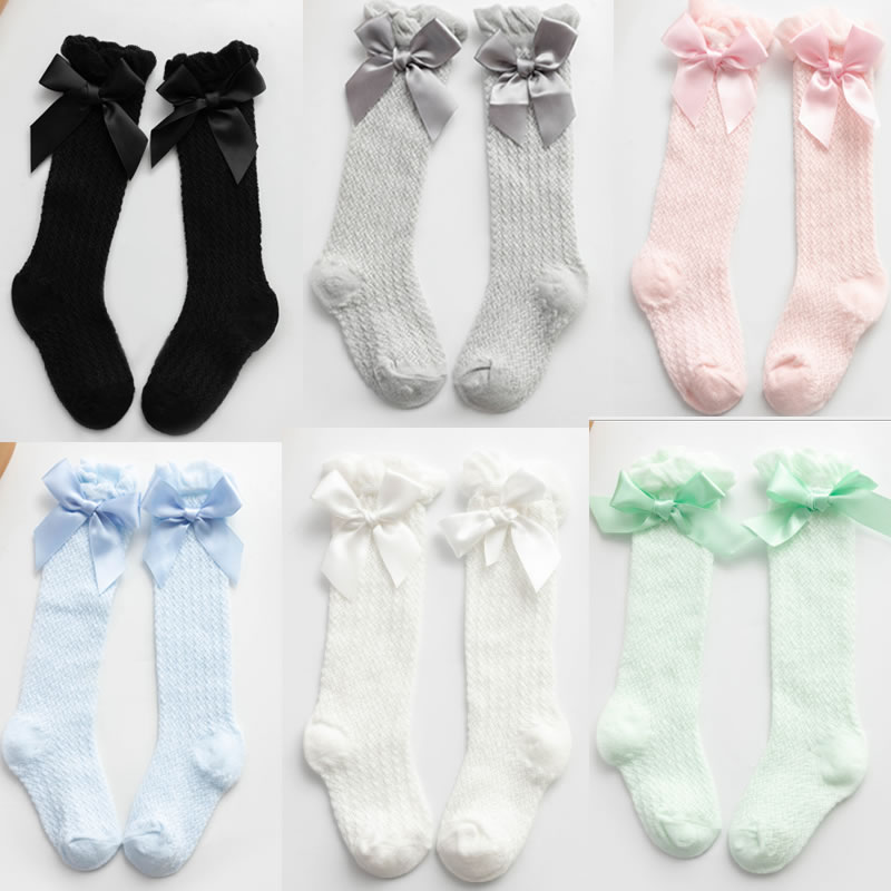 35％OFF Long Tube Socks Mesh Bowknot Mosquito Baby Stripe Children