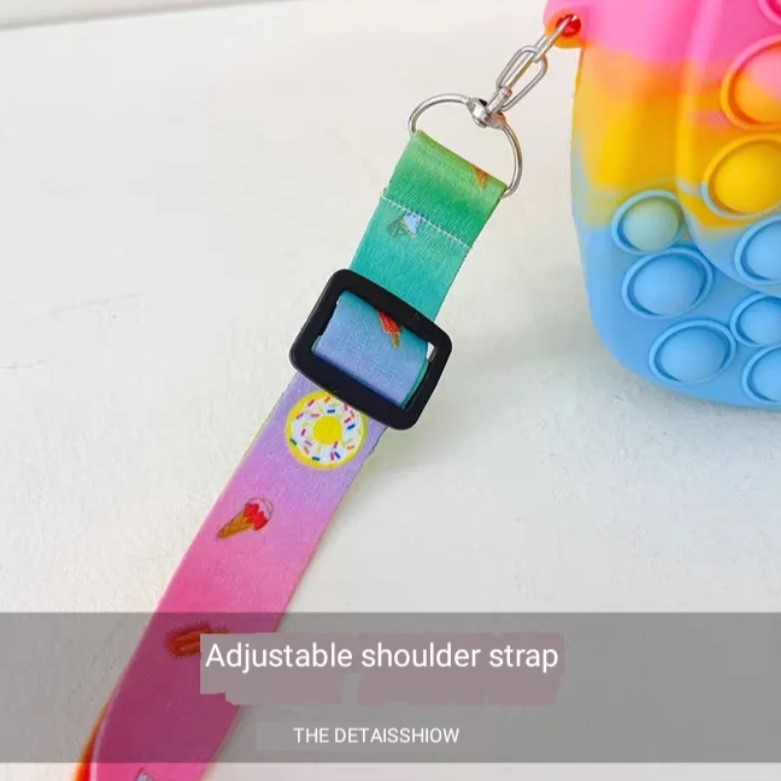 Kids Pop It Unicorn / DOLL Bag Purse Handbags Shoulder Strap Silicone Rainbow Kawaii Messenger Bag Girl Children Push Bubble Toy Gift. 