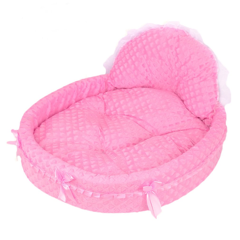 pink plastic dog bed
