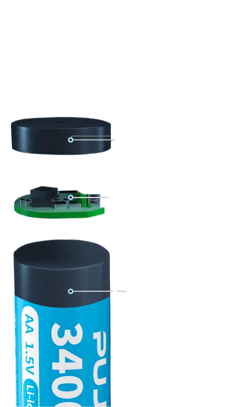 PUJIMAX 1pcs 2a rechargeable li-ion battery 1.5v aa lithium battery 3400mWh 1.5v aa batteri. 