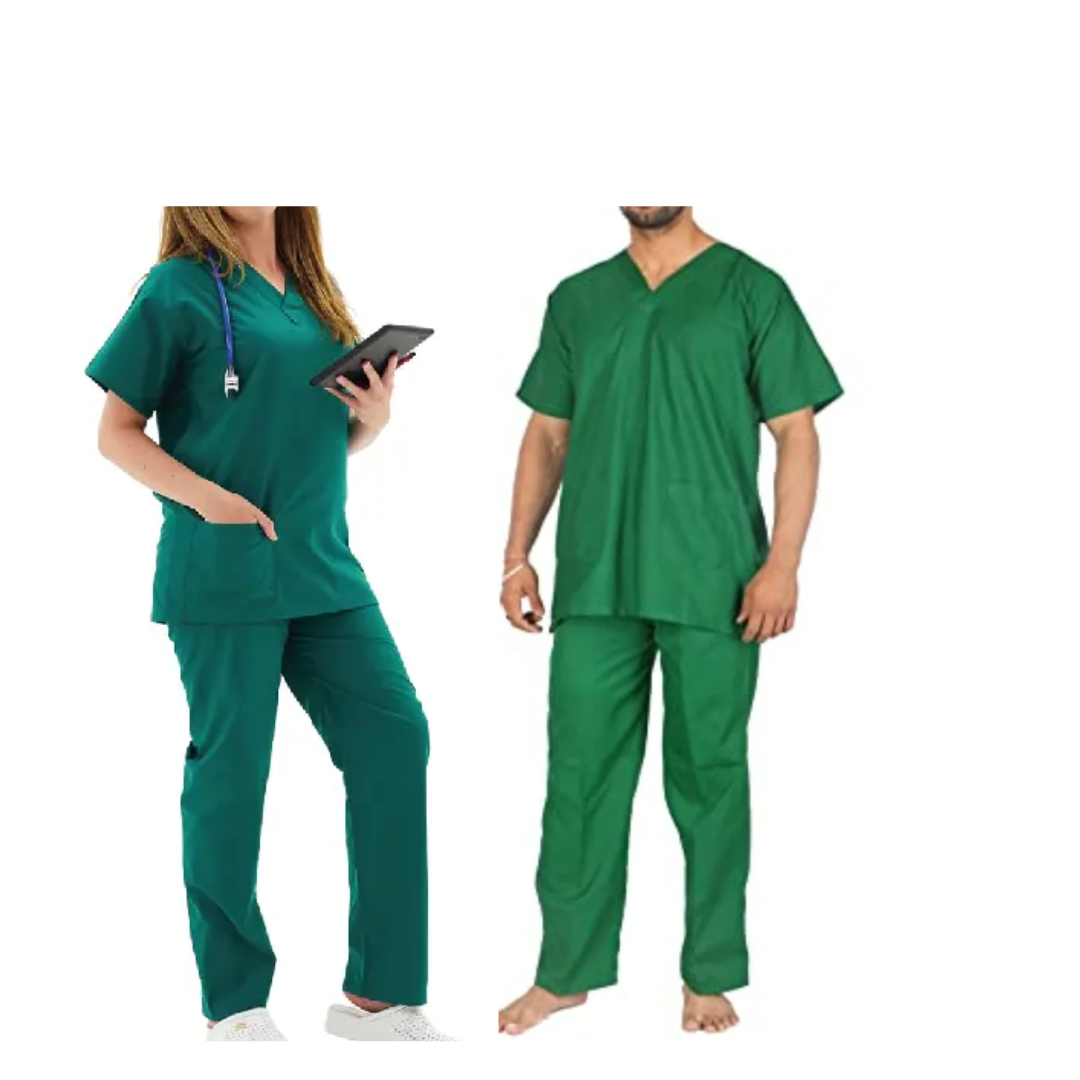 Green Colour Women Men Scrubs Set High Quality Durable Premium Quality Material Comfortable Medical Healthcare Hospital Clinic Surgical Doctor Nurse Healthcare Professionals Uniform. 