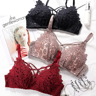 Embroidered Bra Lace Gather thin style traceless underwear No
