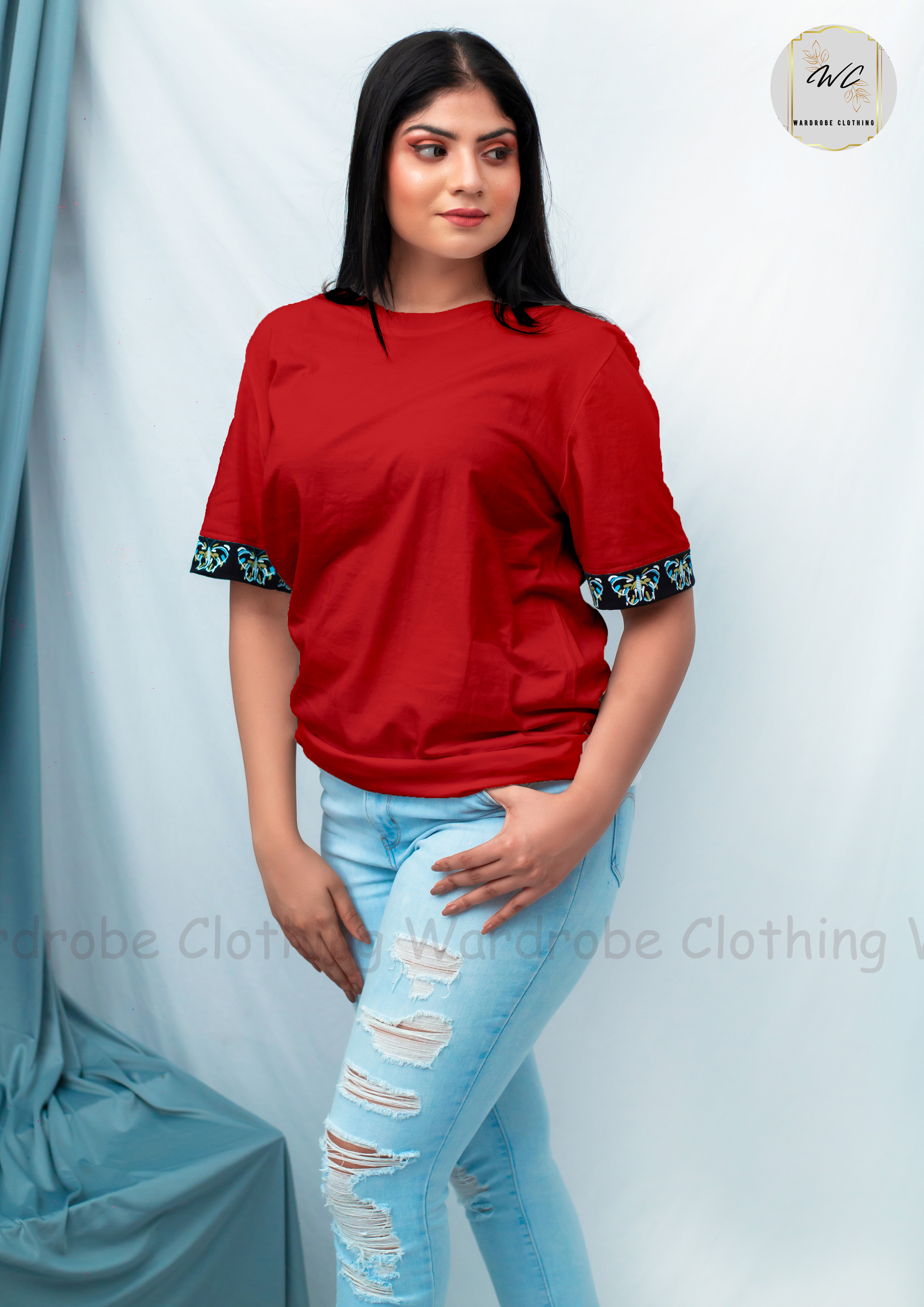 100 % Cotton Butterflies Band Print Baggy T-shirt. 