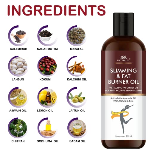 INTIMIFY Fat Burner For Men, Fat Loss Oil, Fat Burning Oil, Weight Loss Oil, Slimming Oil, Belly Fat Burners For Women & Men, Motapa Kam Karne Ki Dawai, Anti Cellulite Oil,120 ml Pack of 1(FROM INDIA)NUSS. 