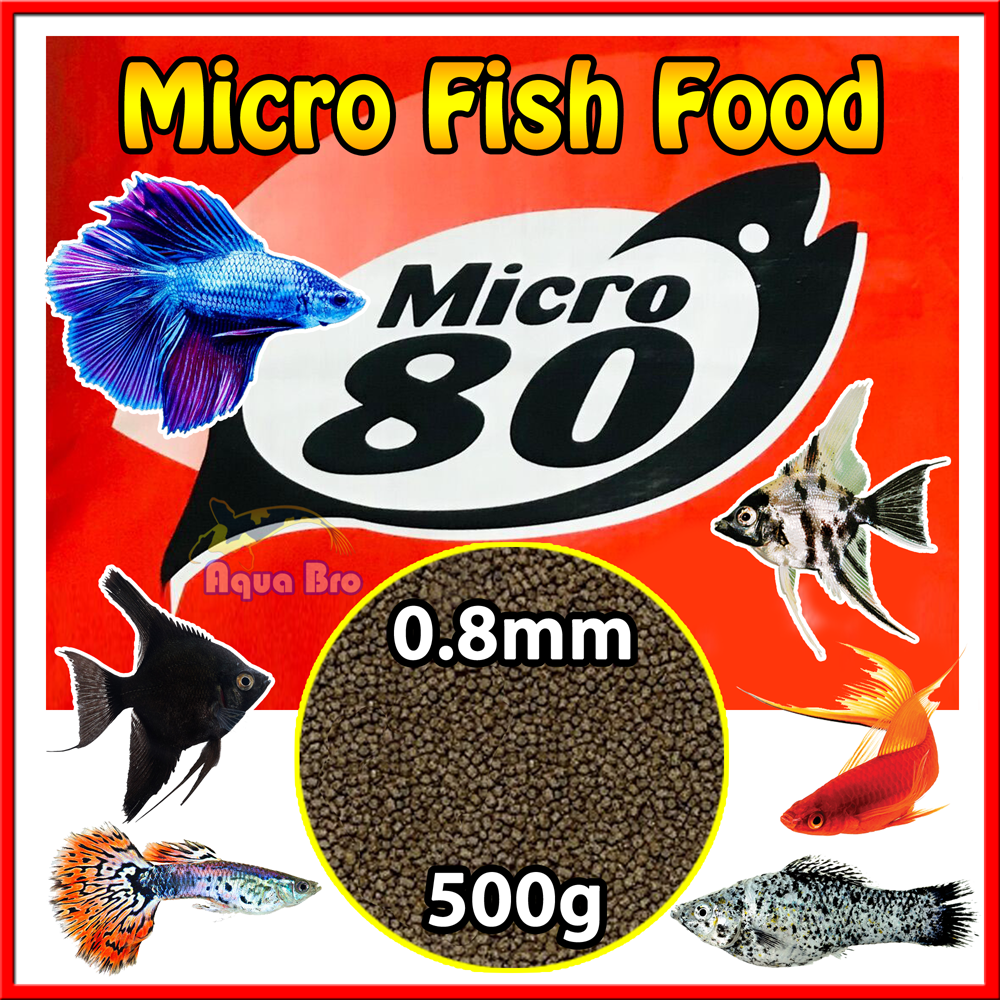 Micro 80 Fish Food 500g Hight Protein Aquarium Floating Fish Feed 0.8mm  size for Small Fish